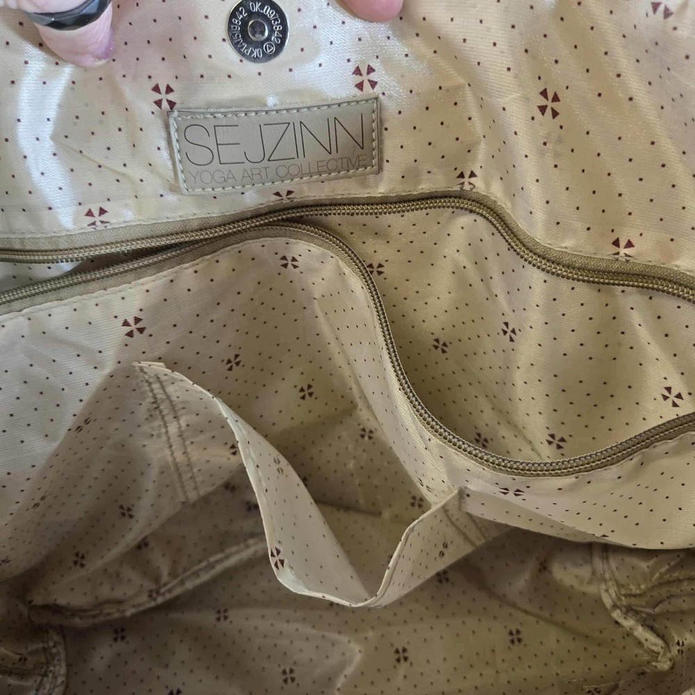 SEJZIINN Yoga Art Collective The Twist Me Tote Bag Unique Angel Graphic Leather - Picture 8 of 11